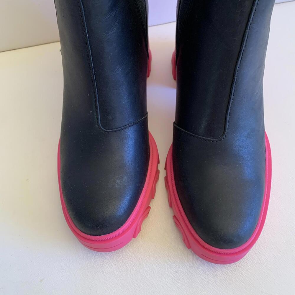 Sorel Women's Black Pink Brex Chelsea Ankle Bootie Boots US SZ 9 Chunky Platform - Picture 3 of 12